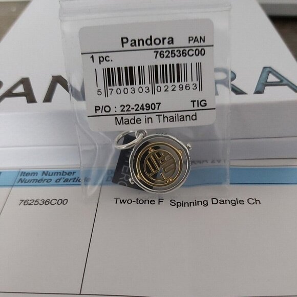 AUTHENTIC PANDORA TWO-TONE Fú Spinning Dangle Charm/Pendant 762536C00 - Picture 13 of 15